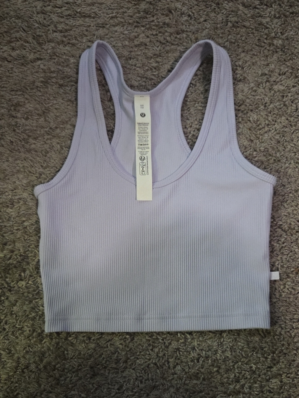 lululemon light lavender ribbed workout tank